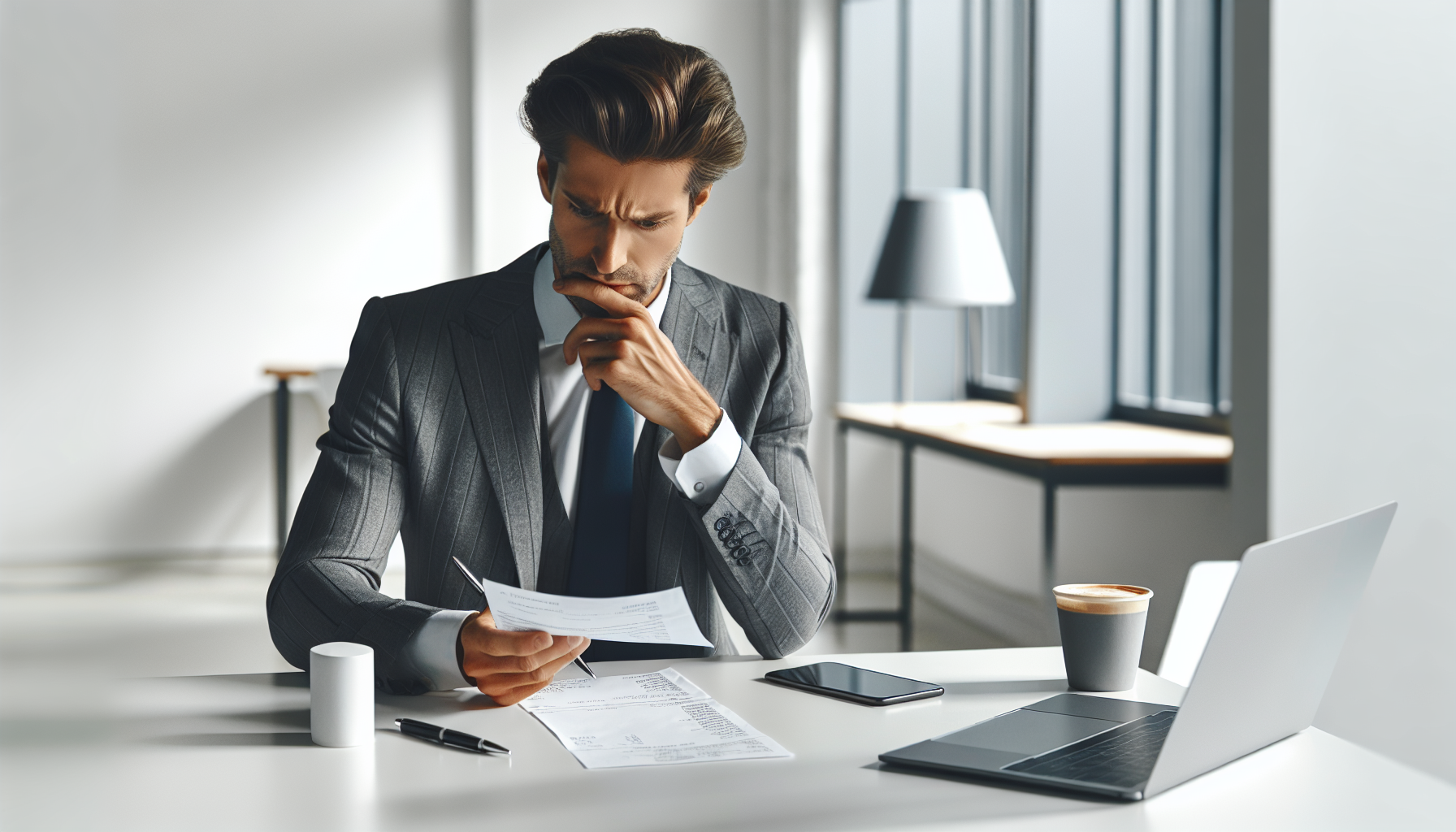 Ondernemer onderzoekt kritisch een verdacht bonnetje, nep bonnetjes preventie