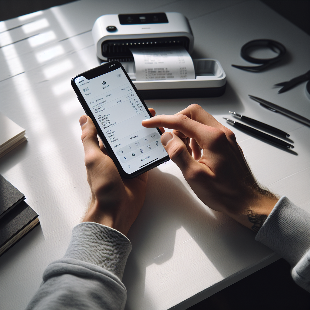 Handen scannen bonnen met smartphone, OCR technologie