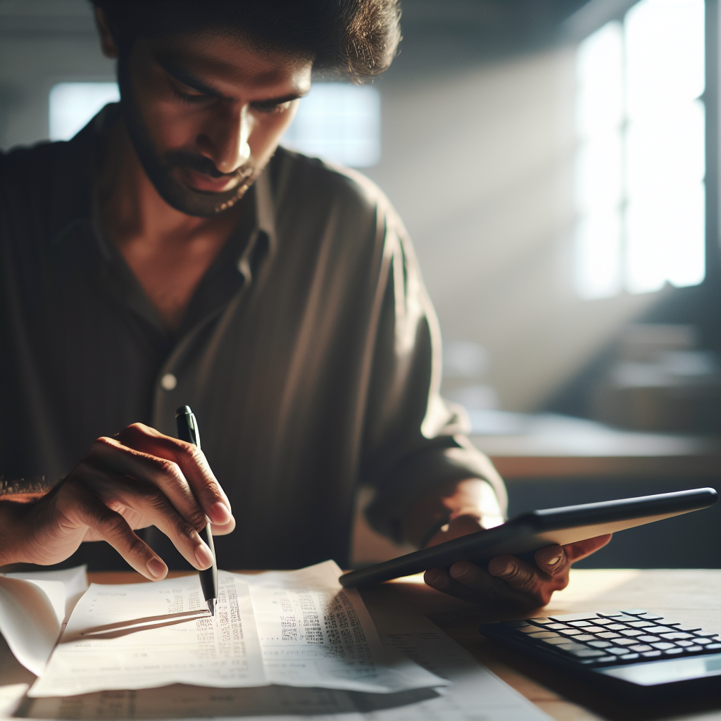 ZZP'er vergelijkt bonnen op tablet voor detectie van valsheid
