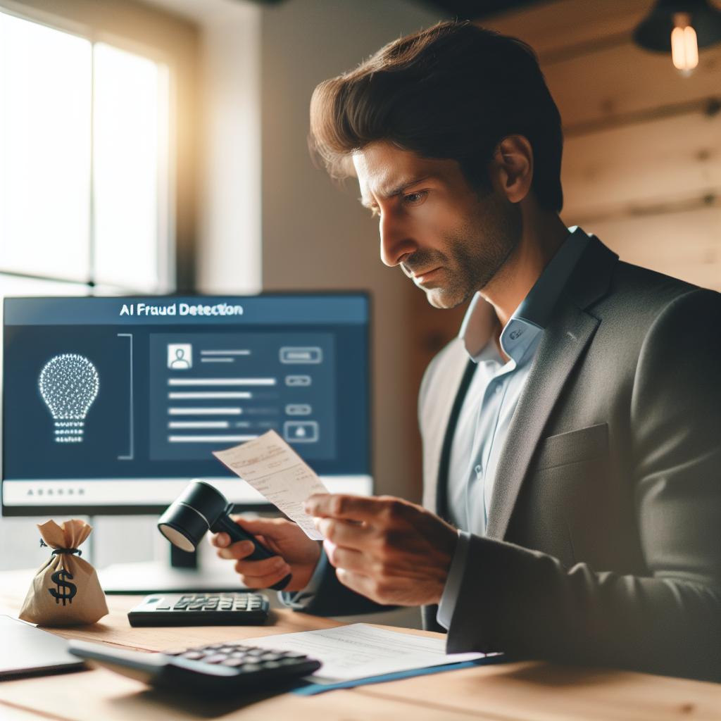 Accountant onderzoekt een bon nauwkeurig, AI fraude preventie